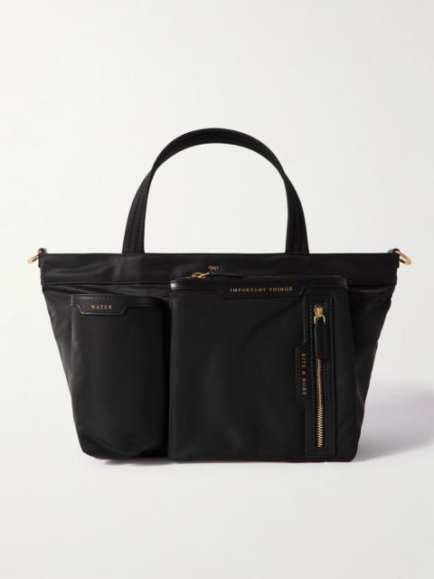 Leather-trimmed ECONYL® tote bag Black
