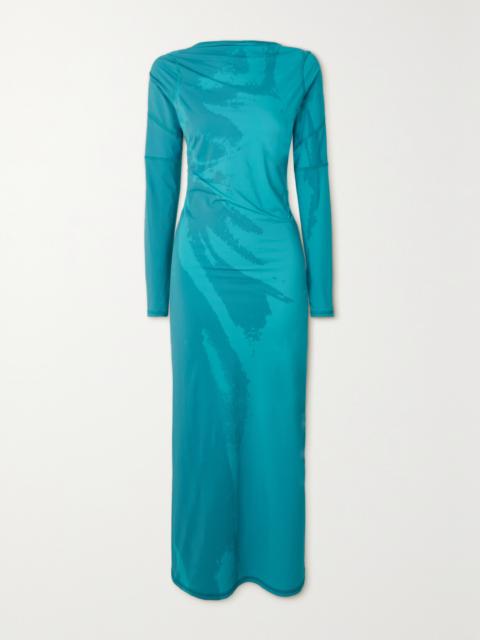 Kylie Open-back Printed Stretch-jersey Midi Dress