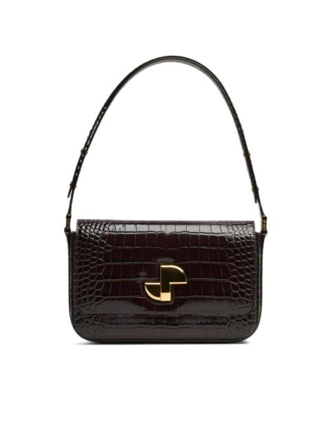 crocodile-embossed shoulder bag