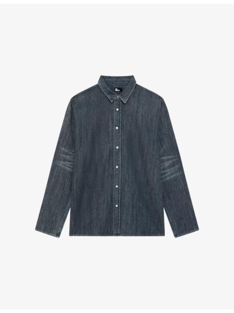 Long-Sleeved Washed Denim Shirt