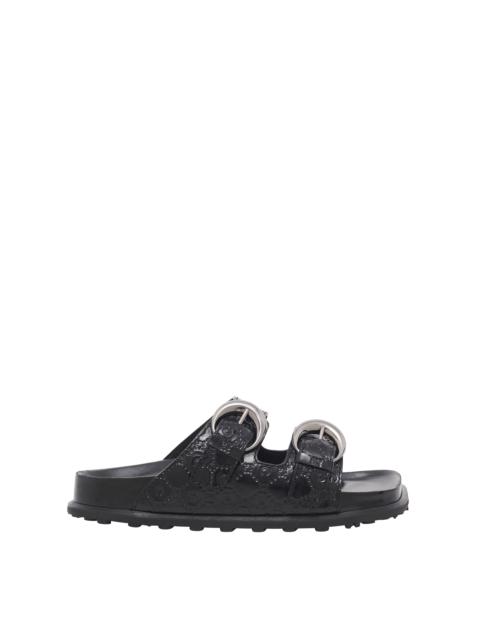 Moonogram Embossed Leather Ms Slide