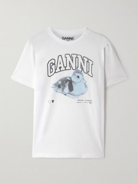 Printed cotton-jersey T-shirt White