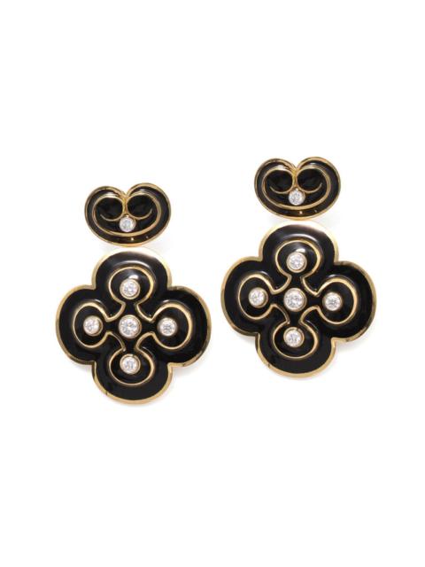 Diamond Black Quatrefoil Earrings