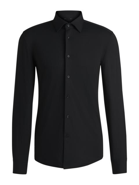SLIM-FIT SHIRT IN TEXTURED PERFORMANCE-STRETCH JERSEY