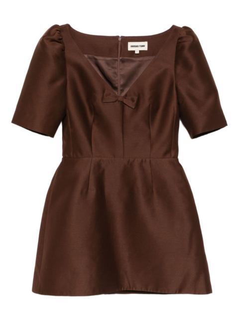 bow-detailing puff-sleeve dress