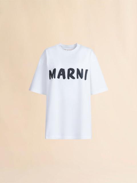 WHITE LOGO PRINT BIO JERSEY T-SHIRT