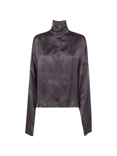 buttoned high-neck blouse