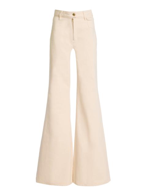 Zephyr High-Rise Denim Flared Jeans white