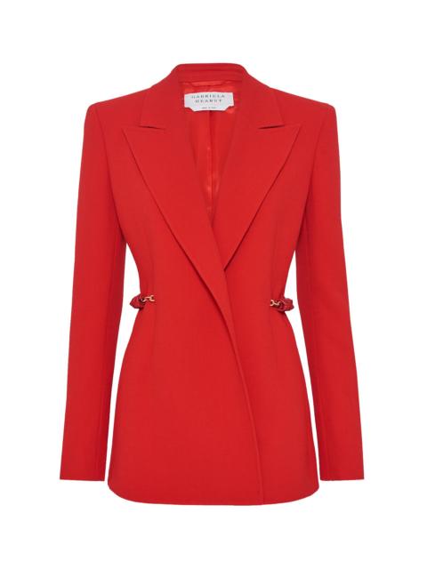 Epona Chain Blazer in Scarlet Red Virgin Wool Crepe