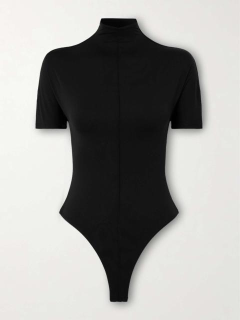 + RHW paneled stretch-jersey turtleneck bodysuit Black