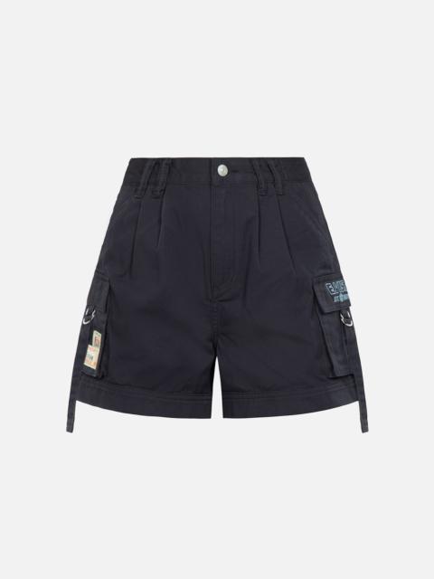 SEAGULL AND LOGO EMBROIDERY CARGO SHORTS