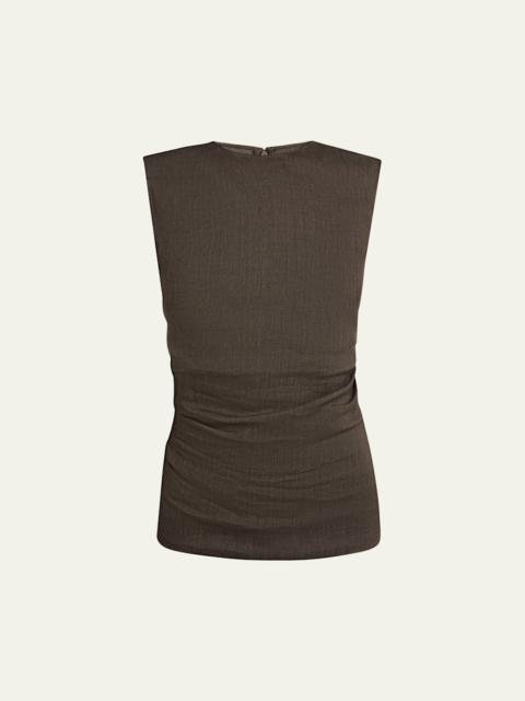 Anoushka Ruched Slub Linen Top