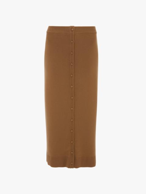 Button Detail Midi Skirt In Camel