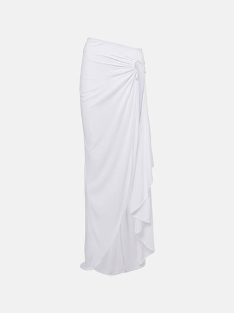Crescent draped asymmetric midi skirt