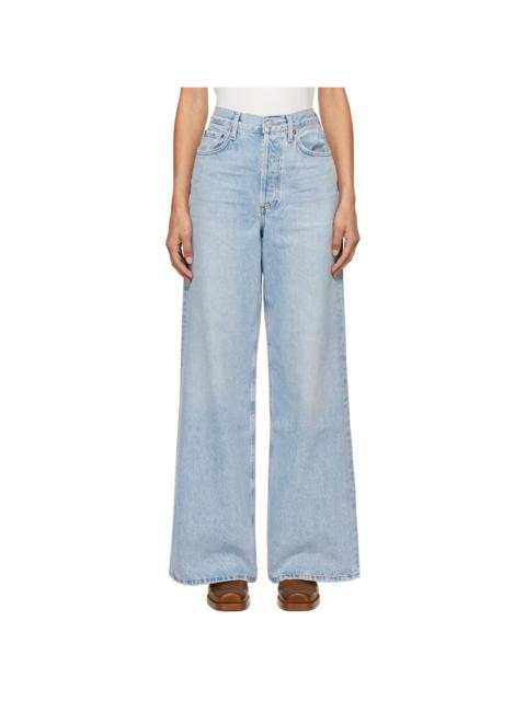 Blue Dame High Rise Wide Leg No Cuff Jeans
