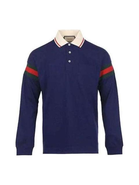 Gucci Cotton Jersey Polo Shirt With Web 'Blue' 715268-XJETR-4030