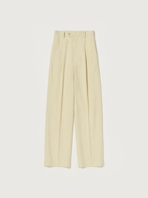 WOOL COTTON LINEN OX ONE-TUCK SLACKS