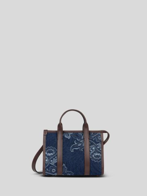 MINI TOP-HANDLE BAG IN JACQUARD DENIM