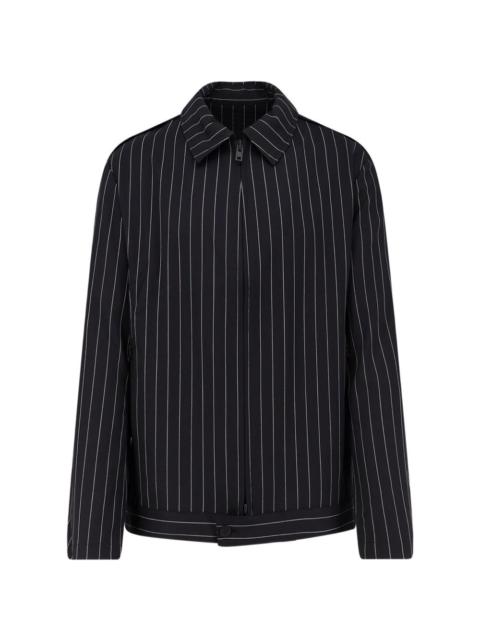 pinstripe zip-up overshirt