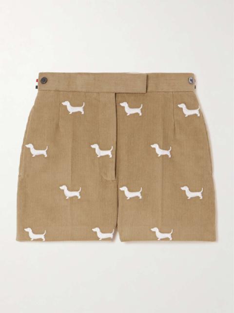 Embroidered cotton-corduroy shorts Beige