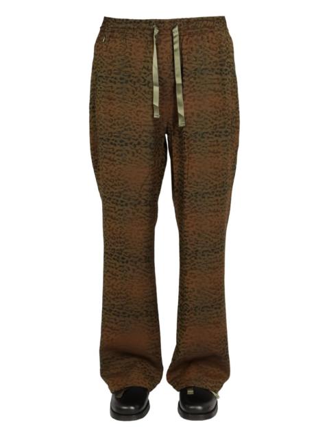 drawstring-waist animal-print trousers