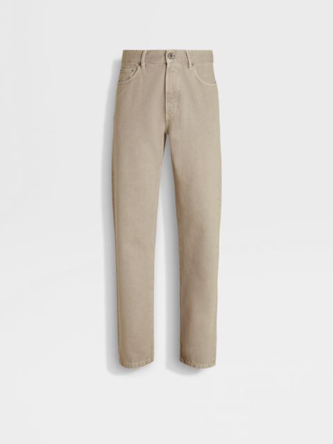 LIGHT TAUPE COTTON ROCCIA JEANS