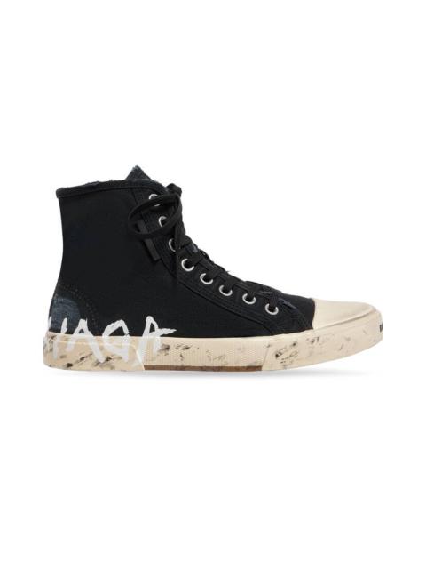 Men's Paris High Top Graffiti Sneaker in Black