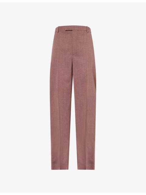 Pressed-Pleat Tapered-Leg Wool and Linen-Blend Trousers