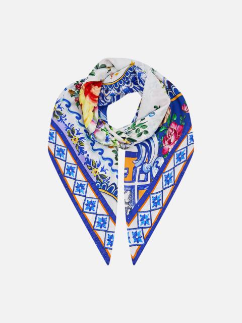 LARGE CRYSTALLED SILK SQUARE SCARF