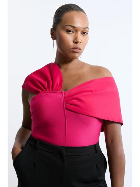 Plus Size Figure Form Bandage Knit Asymmetric Strap Top