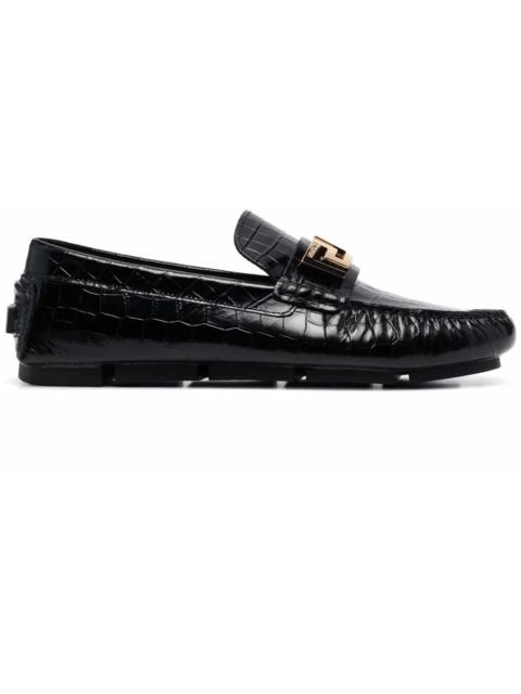 Versace Greca Loafer Croc Black