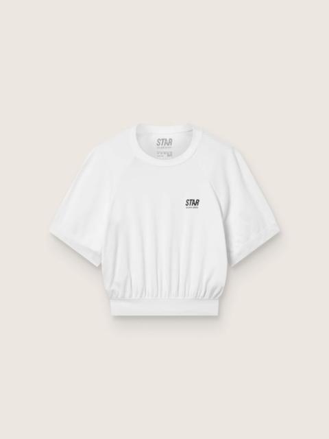 Women's white cropped sports T-shirt