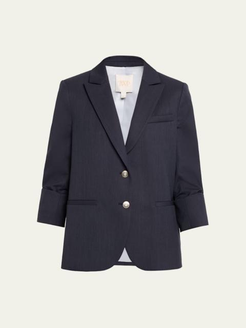 Boyfriend Single-Breasted Stretch Wool Blazer