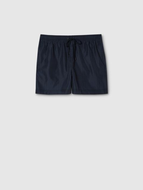 Printed technical poplin swim shorts