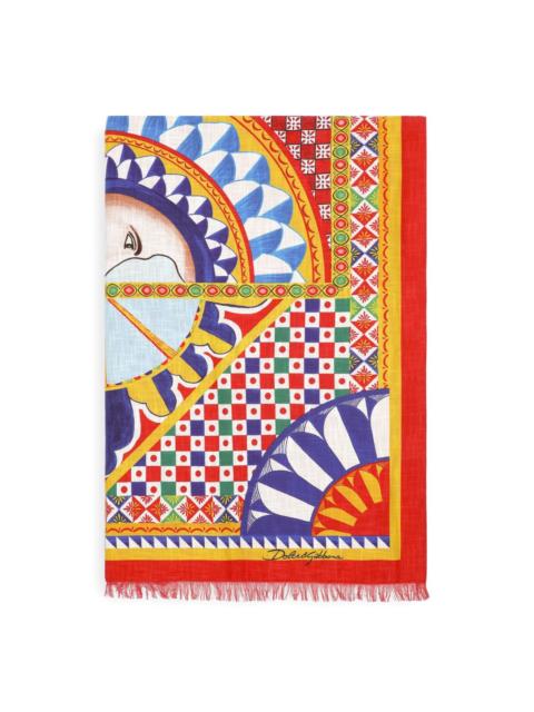 Sicilian carretto-print beach towel