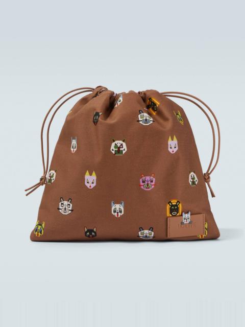 x Louis Wain Cats leather-trimmed pouch