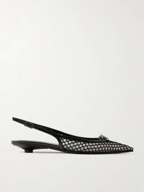 VLOGO Moon 20 embellished leather-trimmed fishnet and mesh slingback pumps