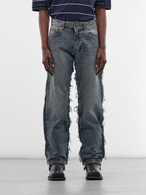 Blue Denim Deconstructed Cut-Up Jeans
