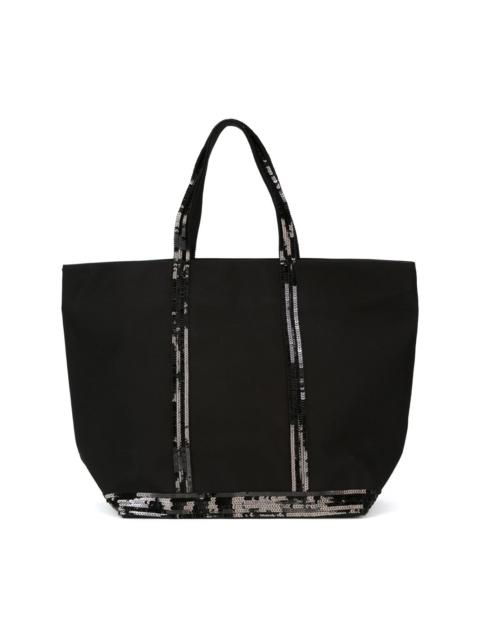 sequin trim shopping tote