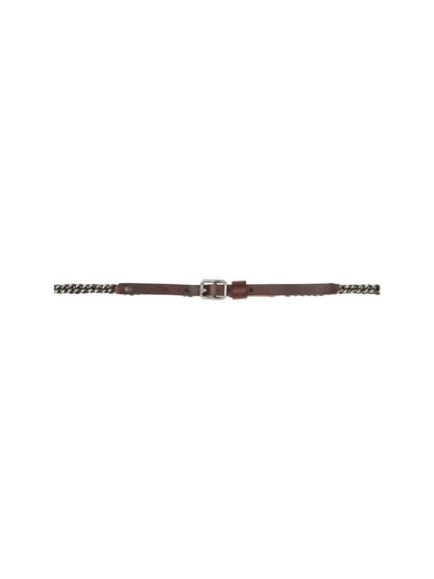 Brown Skinny Chain Belt