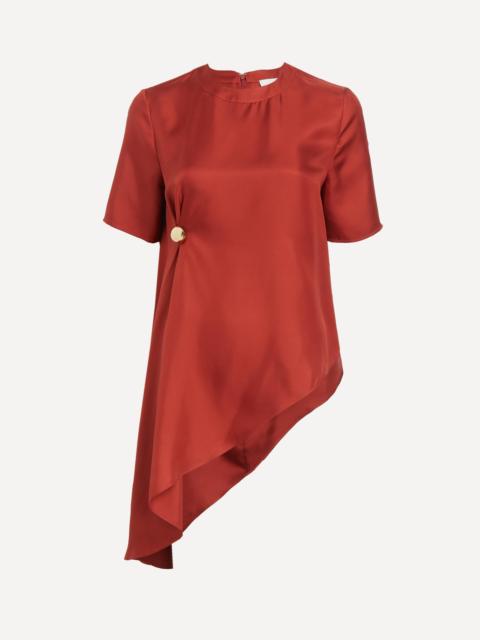 Madea Asymmetric Silk-Twill Top