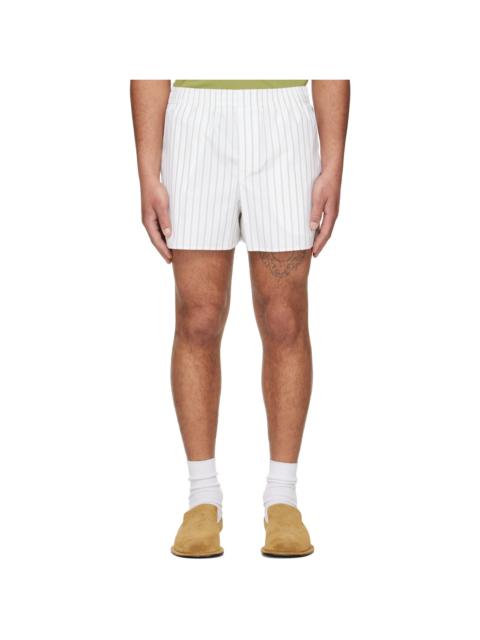 Off-White & Green Cotton Elasticated Shorts