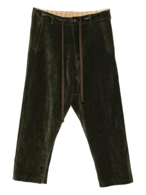 velvet drop-crotch trousers
