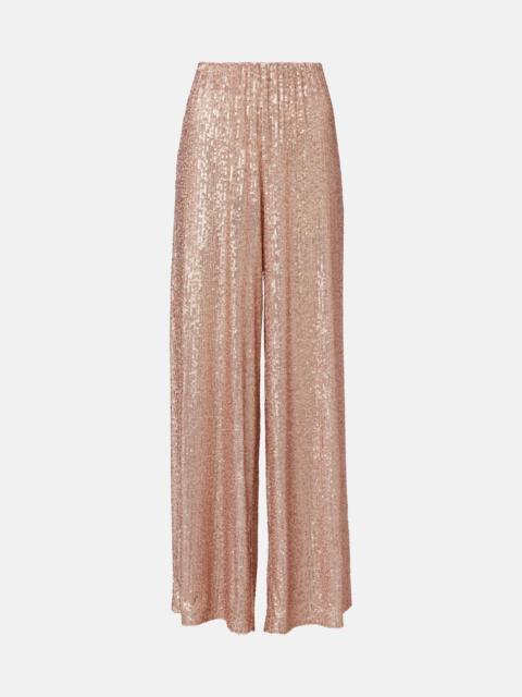 Sequined high-rise wide-leg pants