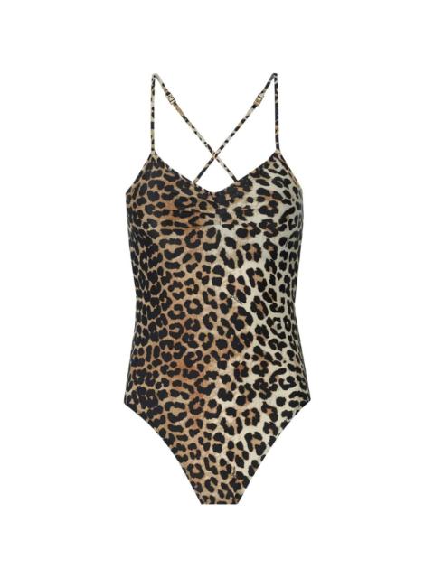printed V-neck swimsuit