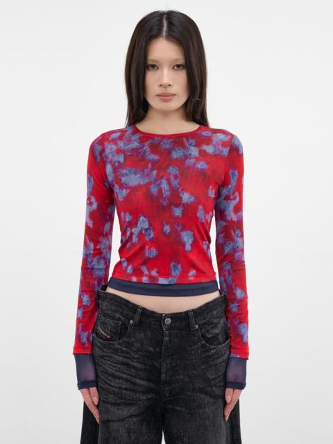 Red Duet Layered Mesh Top