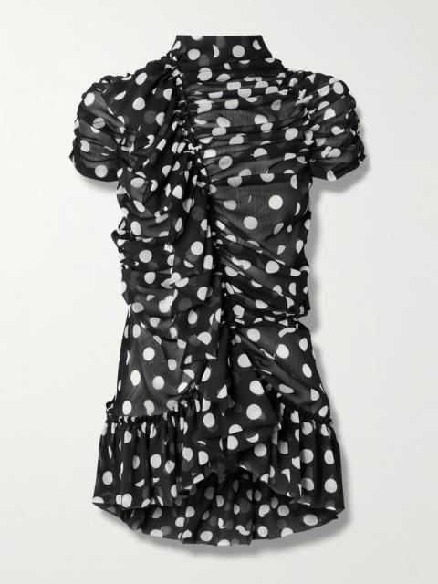 Ruffled Polka-dot Crepon Blouse