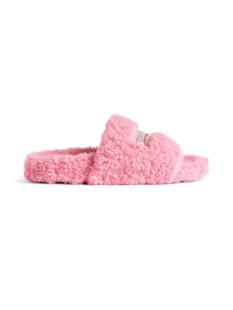 Women's Furry Slide Sandal in Sweet Pink