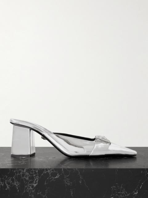 Embellished Mirrored-leather Mules