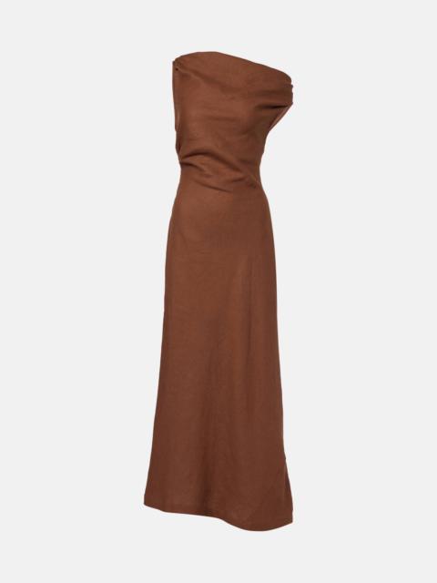 Suis asymmetric linen maxi dress